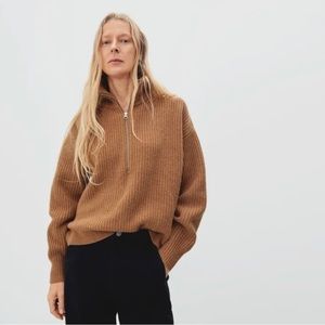 NWOT Everlane Felted Wool Half Zip Sweater Sz M